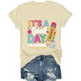 thumbnail image 7 of Women's Graphic Short Sleeve Teacher T-Shirt First Day of School Teacher Shirt Women Teacher Life T-Shirt Back to School Teachers Appreciation Gift Tee Top Beige,L, 7 of 7