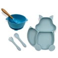 thumbnail image 1 of Plato con cubiertos de silicona Match & Enjoy diseño de ardilla azul, 1 of 9