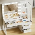 thumbnail image 4 of PAKASEPT Vanity Set with Lighted Mirror, 58.7" Makeup Vanity with Charging Station,5 Drawers, Vanity Desk White Vanity for Bedroom (No Stool), 4 of 7