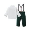 thumbnail image 3 of CARETOO Toddler Boy Clothes Suit Formal Dress Shirt Bowtie Suspender Pants Gentleman 3Pcs Outfits, 3 of 14