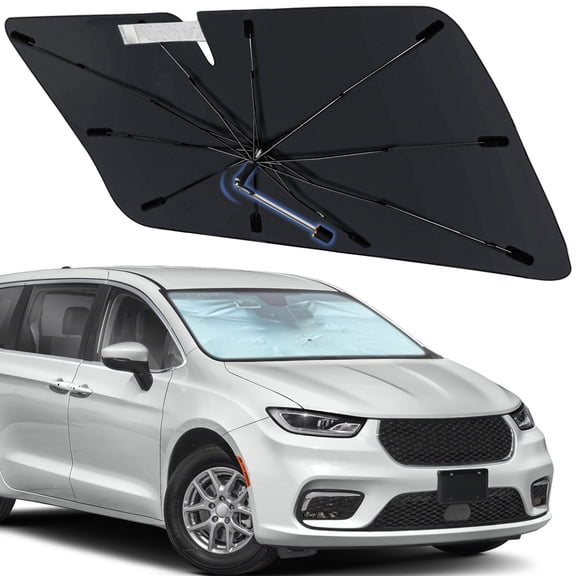 Windshield Sun Shade Umbrella for Chrysler Pacifica 2017-2026, Foldable Car Sunshade for Front Window with 360° Rotating Shaft, Custom-Fit Parasol para Carro for UV Blocking & Heat Reduction