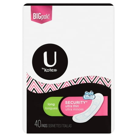 U by Kotex Security Ultra Thin Pads, Long, Unscented, 40 Count