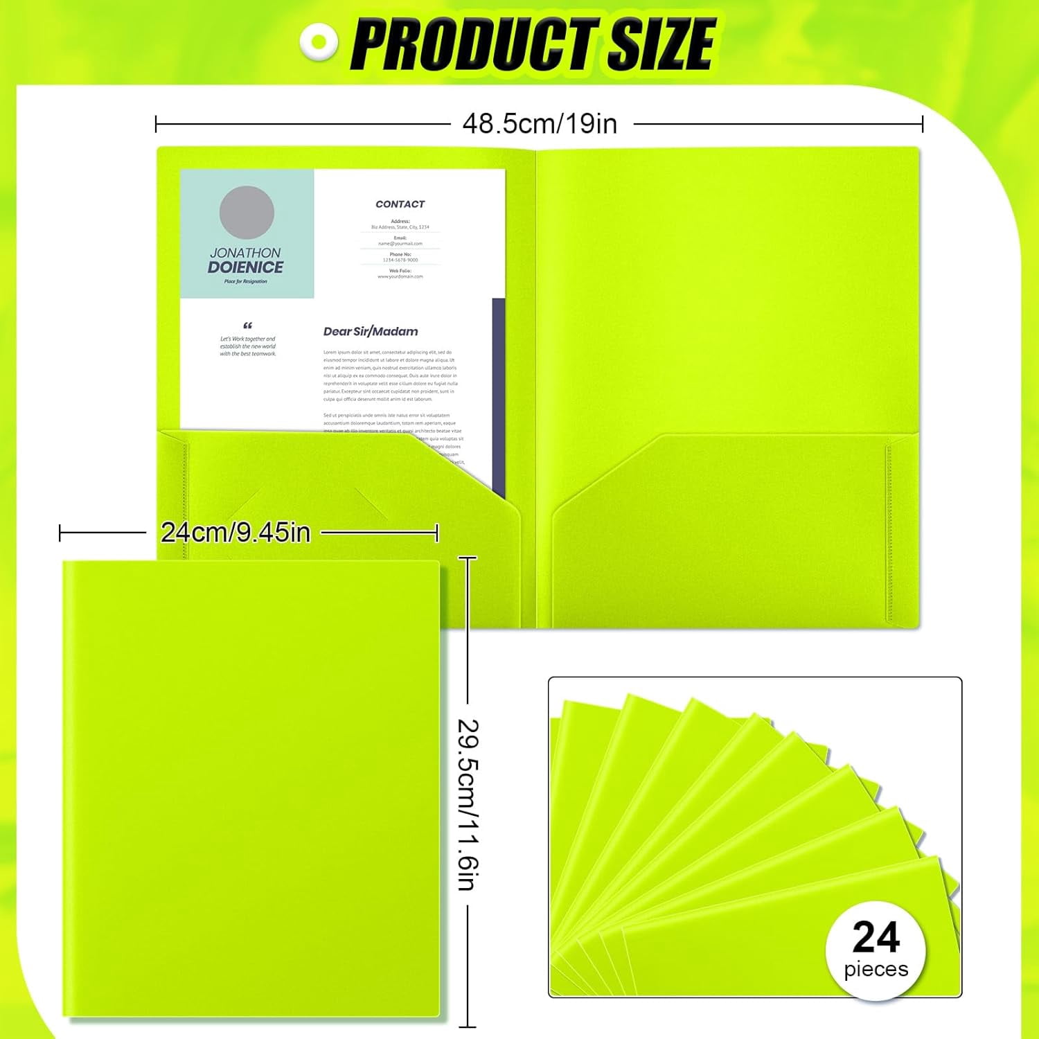 Heavy Duty Two Pocket Plastic Folders with Pockets, Letter Size School Office Folders, 11.61 x 9.45 Inches, Business Card Holder, Blue, 50 Pack
