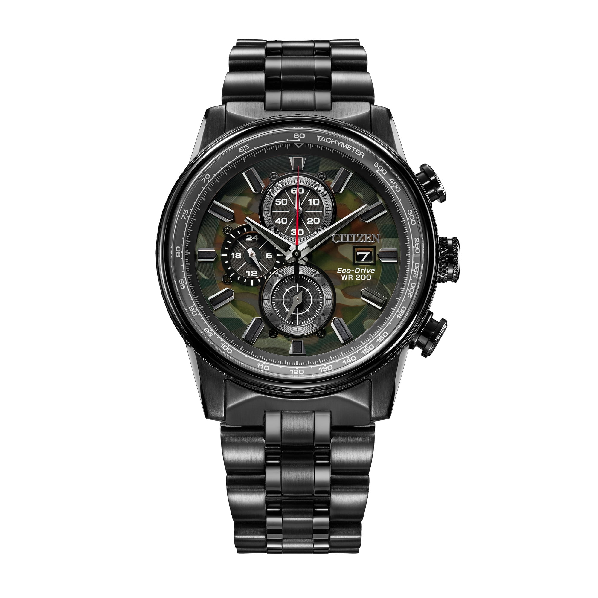 Citizen Men's Eco-Drive Gray IP Stainless Chronograph Green Dial