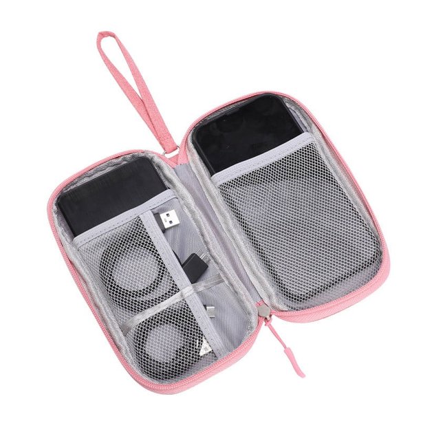 Organizador de bolsa de almacenamiento de cable de datos | Estuche para auriculares y cargador | Tejido resistente al agua | Estuche de viaje de 2 compartimentos para oficina, negocios y electrónica
