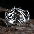 thumbnail image 4 of Mens Vintage Dragon Ring Silver Plated Zodiac Jewelry Retro Style Gift for Anniversary Ideal Keepsake Accessory, 4 of 5