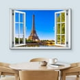 thumbnail image 3 of wall26 Canvas Print Wall Art Window View Parisian Eiffel Tower Paris Vacation Wilderness Nature Photography Realism Scenic Landscape Colorful Multicolor for Living Room, Bedroom, Office - 16"x24, 3 of 5