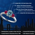 thumbnail image 2 of Gem Stone King 925 Silver and 10K Yellow Gold Persian Blue Moissanite and Red Created Ruby Engagement Ring for Women | 1.88 Cttw | Oval 8X6MM | Gemstone Birthstone | Size 9, 2 of 6