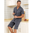 thumbnail image 5 of EA'S SECRET Mens Pajamas Set 100% Cotton Short Sleepwear Sets Classic Button Down Loungewear Summer Mens Pjs Sets With Pockets（Deep Grey，XL）, 5 of 7