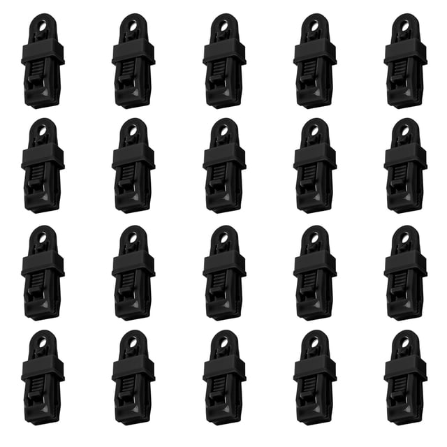 OULII 20Pcs Canopy Clamps Tarp Clips Set Black Fixing Tools for Caravans