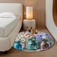 thumbnail image 3 of Round Area Rug 3ft, Rustic Flower Vase Retro Wood Non-Shedding Washable Area Rug, White Pink Purple Daisy Floral Non Slip Low-Profile Circle Rugs for Living Room, Bedroom Dining Room, 3 of 9
