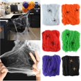 thumbnail image 4 of Decoración de red de araña de Halloween, simulación de algodón, accesorios de telaraña coloridos, habitación secreta, casa fantasma, decoraciones para el hogar, Decoración de mesa de pared, 4 of 4