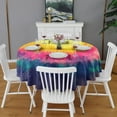 thumbnail image 2 of Colorful Tie Dye Pattern Round Tablecloth 60"x60",Wrinkle Wipeable Table Cloth for Kitchen Dining Room Picnic Patio Party, 2 of 6