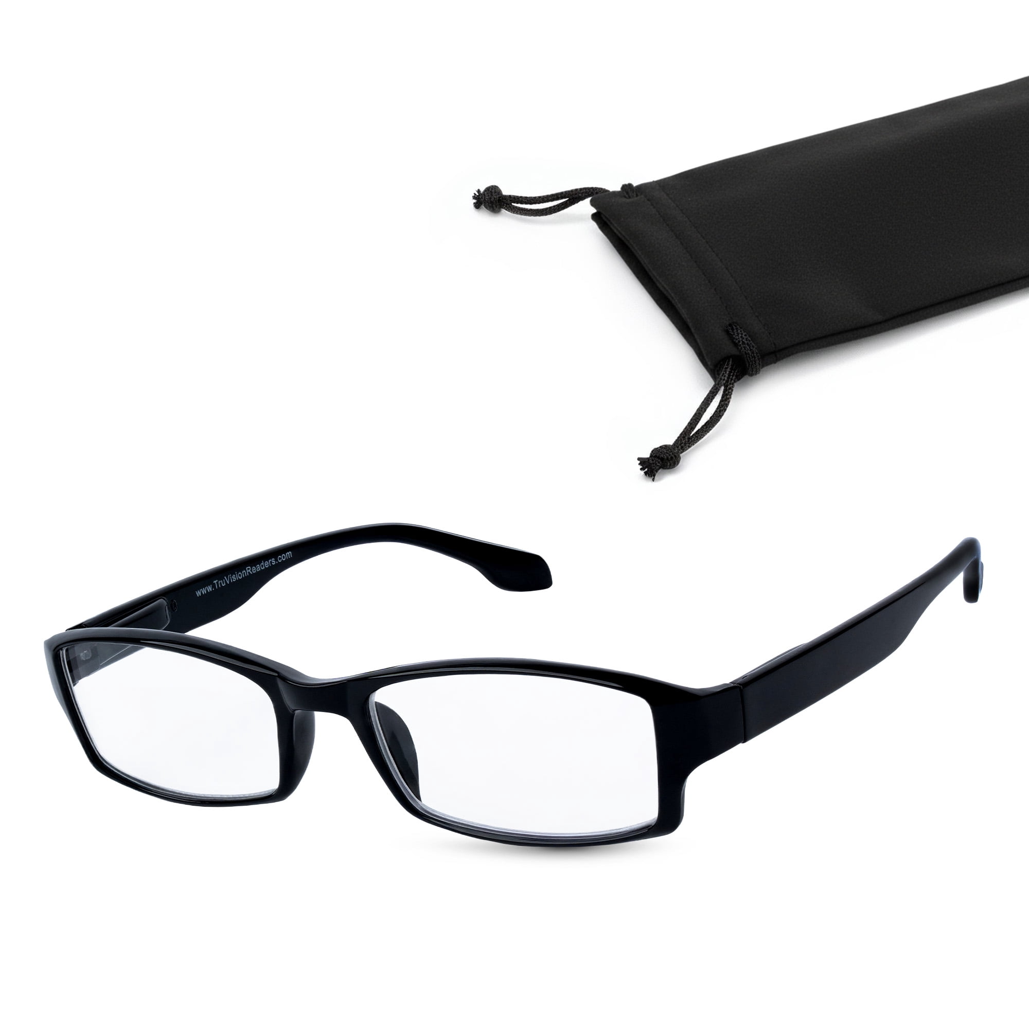TruVision Readers Unisex Rectangle Frame 6.00 Reading Glasses, 4 Pack