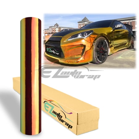 53"x360" Premium Gold Orange Neo Chrome Rainbow Holographic Vinyl Wrap Sticker Decal Air Release