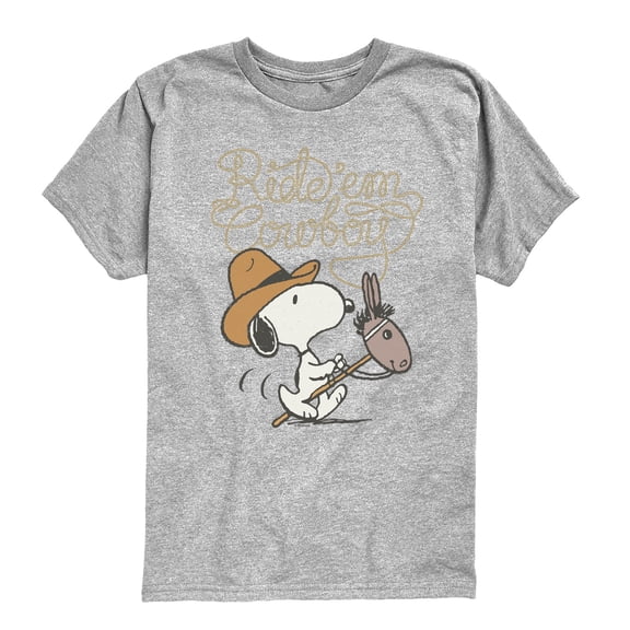 Peanuts - Ride Em Cowboy - Youth Boys Short Sleeve Graphic T-Shirt