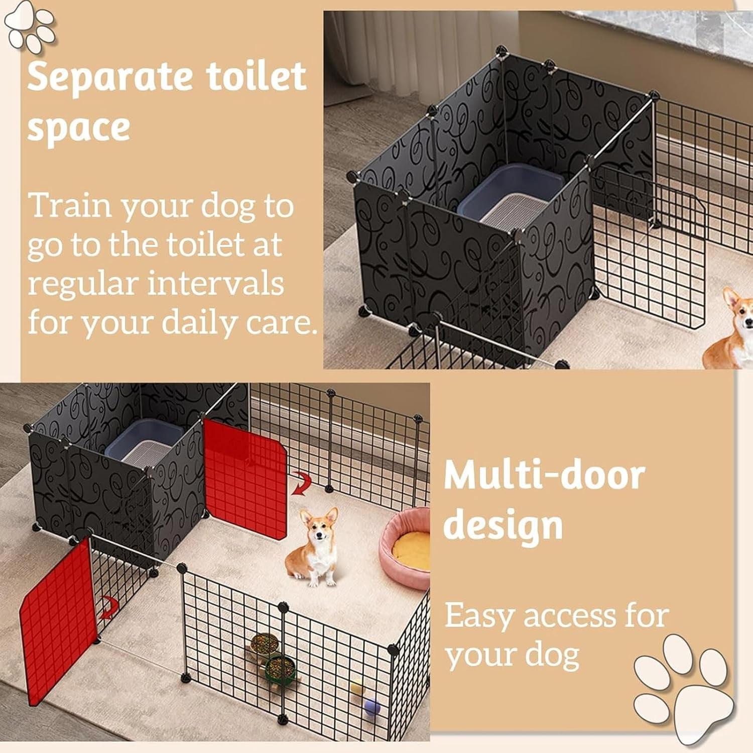 18 Panel Metal Pet Playpen with Door, Versatile Indoor Outdoor Exercise Pen for Puppies, Dogs, Kittens, Rabbits, Guinea Pigs & Small Animals