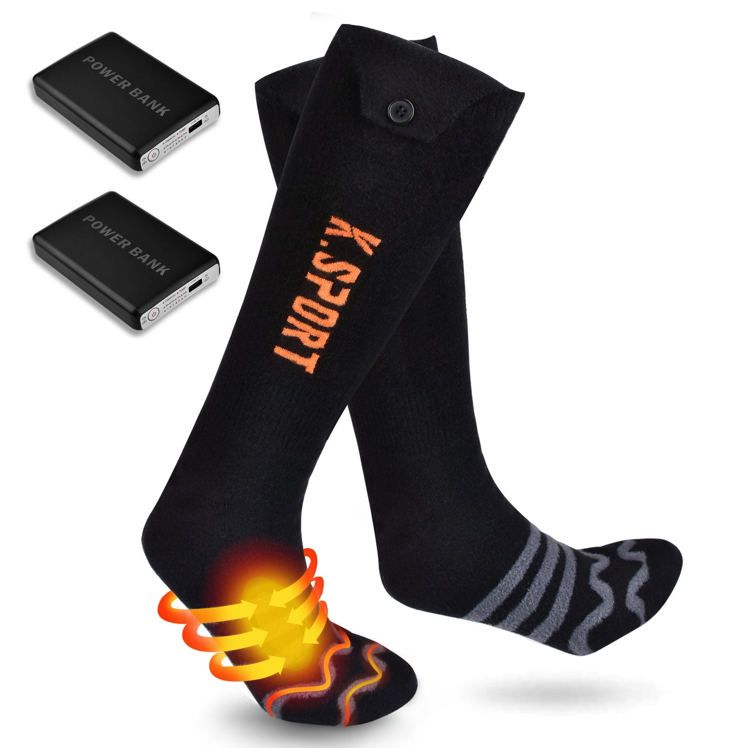 Fishing and Hiking Running Camping Electric Heated Socks Battery Heated Socks for Men Women Winter Thermal Foot Warmer Socks for Skiing 