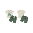 thumbnail image 2 of Baby Toddler Boys Shorts Set, 6 12 18 24 Months 2T 3T Short Sleeve Garbage Truck Letters Print T-shirt with Elastic Waist Shorts Summer Outfit, 2 of 9