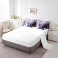 thumbnail image 3 of YST Purple Marble 7-Piece Comforter Set, Twin, Watercolor Abstract Bedding with Metallic Foil Print, 3 of 4