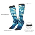 thumbnail image 4 of Xecao Abstract Blue Skull print thigh-high socks, crafted for both men and women with a stretchy, high-opaque design perfect for daily wear, 4 of 6