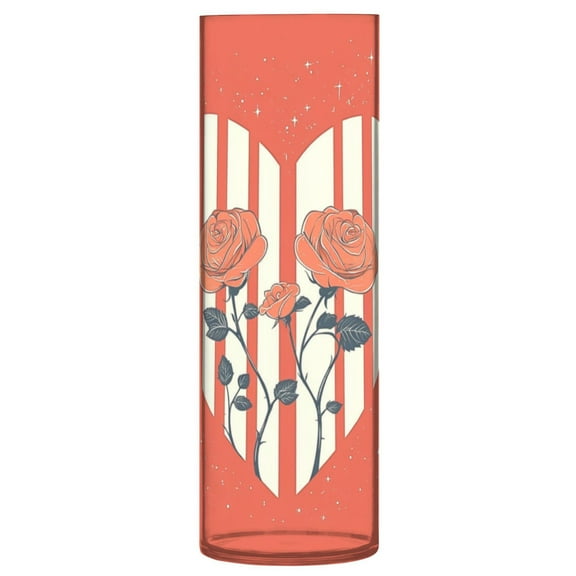 Haosy Plastic Flower Vase 11.8 inch Tall Clear Cylindrical Vases for Centerpieces Home Wedding Decor Love Heart with Roses