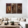 thumbnail image 3 of Elephant Stock Salon Golden Tools Wall Art - Horizontal Multi Panel Canvas - Living Room Wall Decor - Fashion And Beauty Multi Panel - Brown And Gold Decor - 74" x 48", 3 of 8