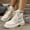 #156-White, variant on Women's Knitted Cuff Lace-Up Round Toe Chunky Low Heel Ankle Boots for Casual Winter Outdoor