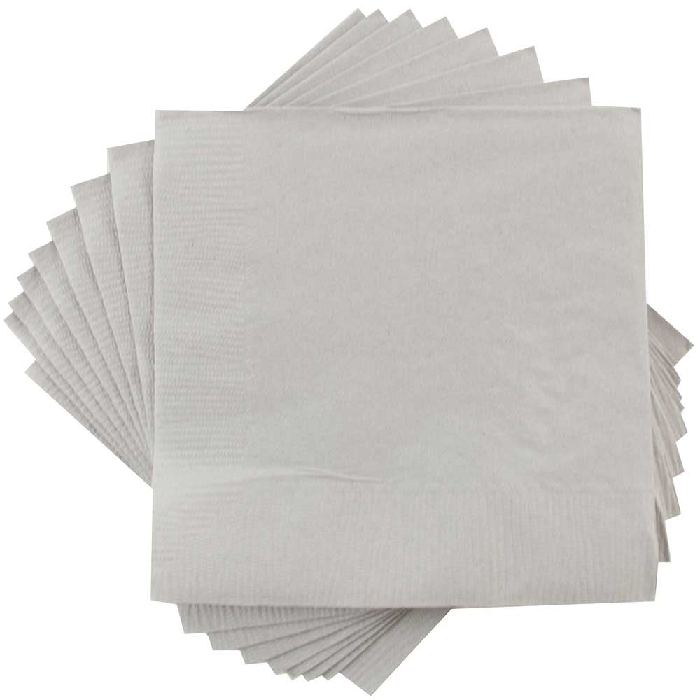 JAM Medium Lunch Napkins, 6.5x6.5, Silver, 50/Pack