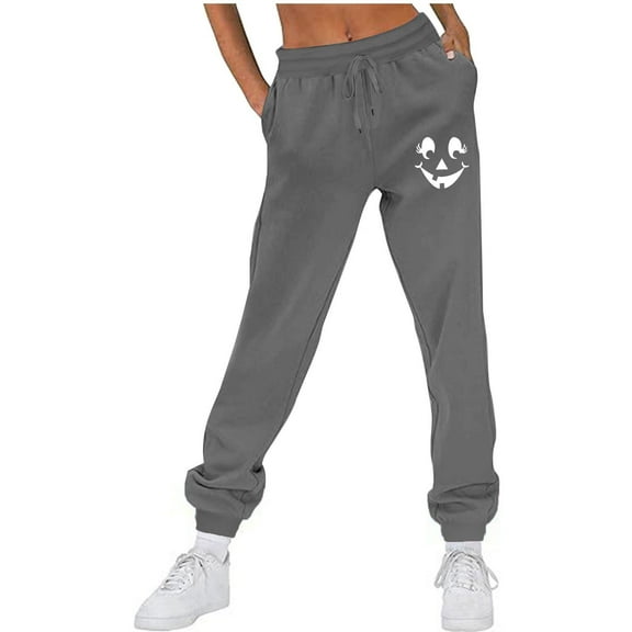 Oksale Halloween Sweatpants for Women High Waist Jogger Pants Cute Graphic Sweat Pants Cinch Bottom Festival Pants Warm Winter Fleece Pants for Running Fitness