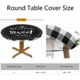 thumbnail image 2 of Welcome Sweet Home Round Tablecloths Elastic Edged Black White Buffalo Plaid Tablecloths Washable Reusable for Kitchen Picnic Party 40-44 inch, 2 of 4