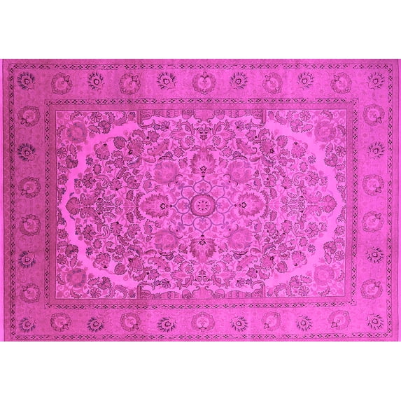 Ahgly Company Indoor Rectangle Oriental Pink Industrial Area Rugs, 7' x 9'
