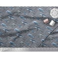 thumbnail image 2 of Soimoi Polyester Crepe Fabric Stripes & Whale Fish Ocean Printed Fabric 1 Yard 42 Inch Wide, 2 of 3