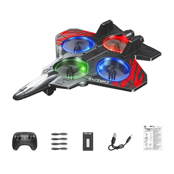 Avión de combate de espuma con control remoto, juguete para exteriores, fácil de volar, 6 canales batería única roja
