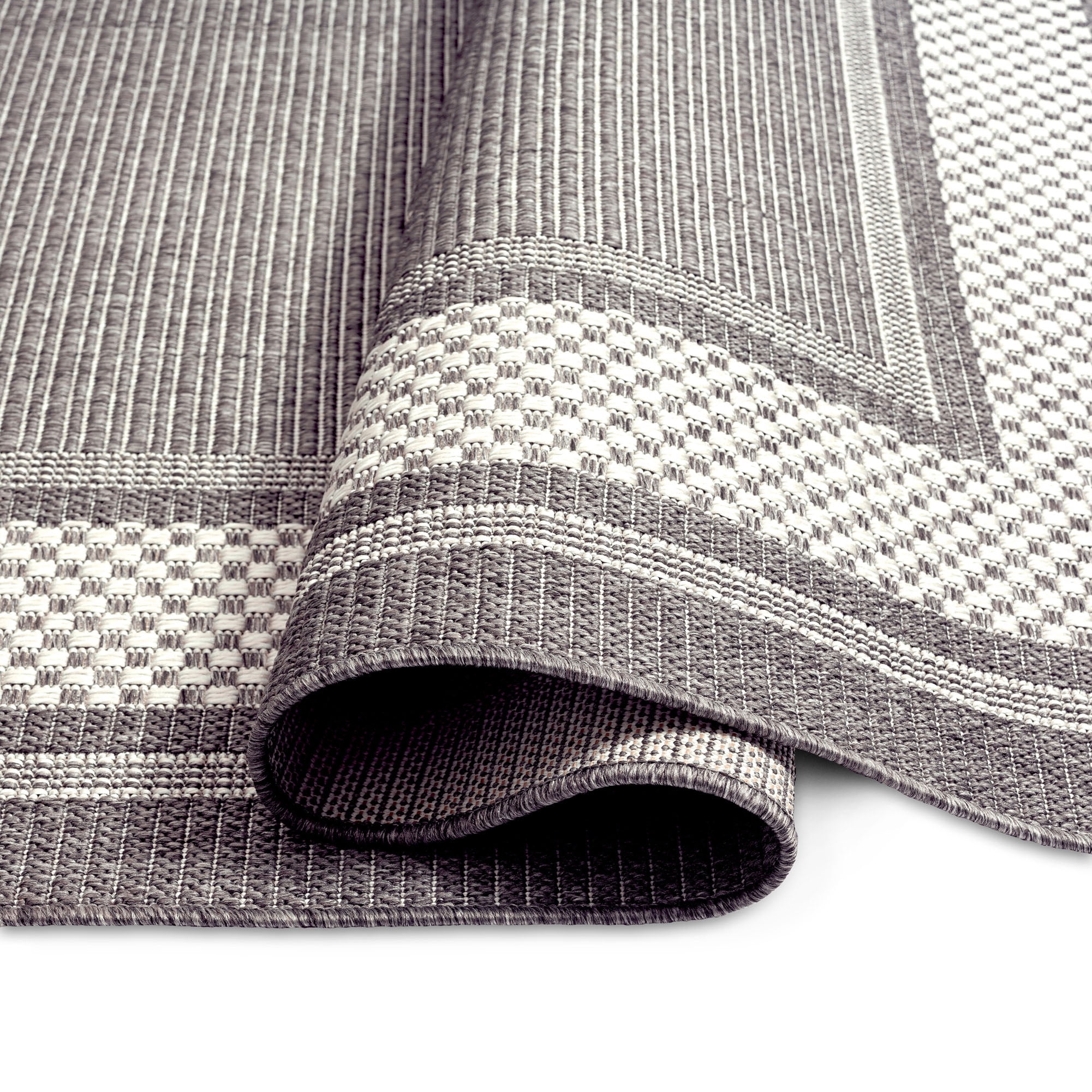 Home Dynamix Tripoli Julie Modern Border Indoor/Outdoor Area Rug, Grey/Ivory, 5'2"x7'2"