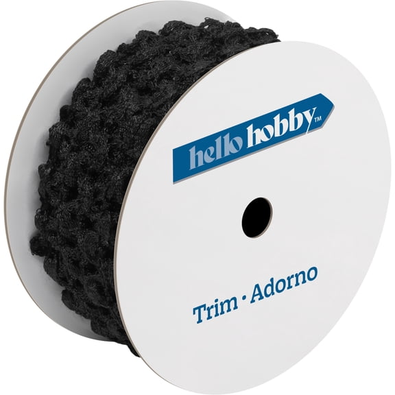 Hello Hobby Black Knit Stretch Headband Sewing Trim, 1-1/2 in x 3 yd