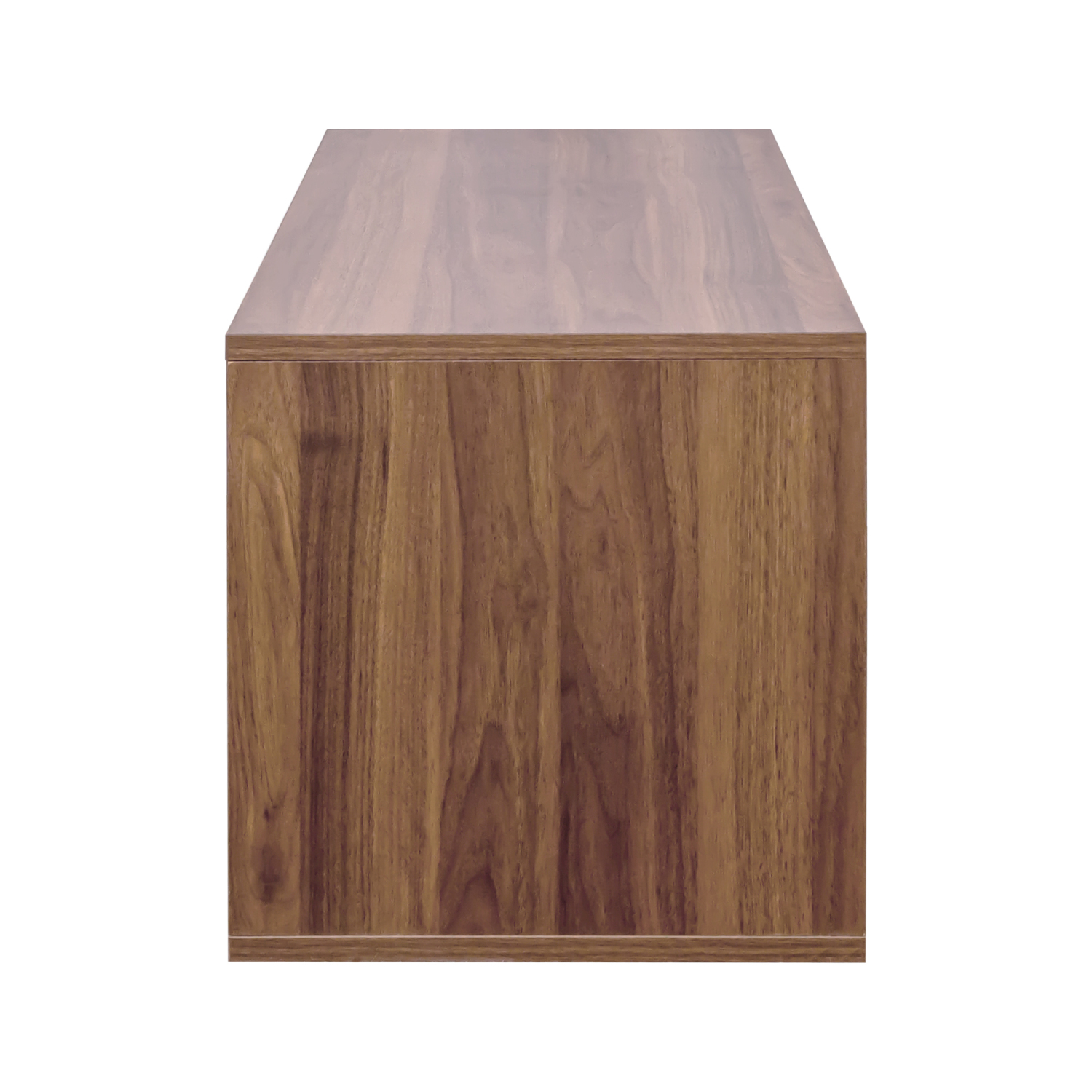 Lisonu Stackable Storage Cabinet with Sliding Glass Doors, Modular Media Console and Display Shelf, Modern Low-Profile Organizer, Walnut