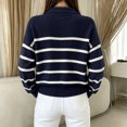 thumbnail image 4 of Dweltoz Womens Knit Sweater Quarter Zip Striped Collared Oversized Pullover Top Long Sleeve Cozy Fall Winter Casual Outfits 2026,Navy L, 4 of 5