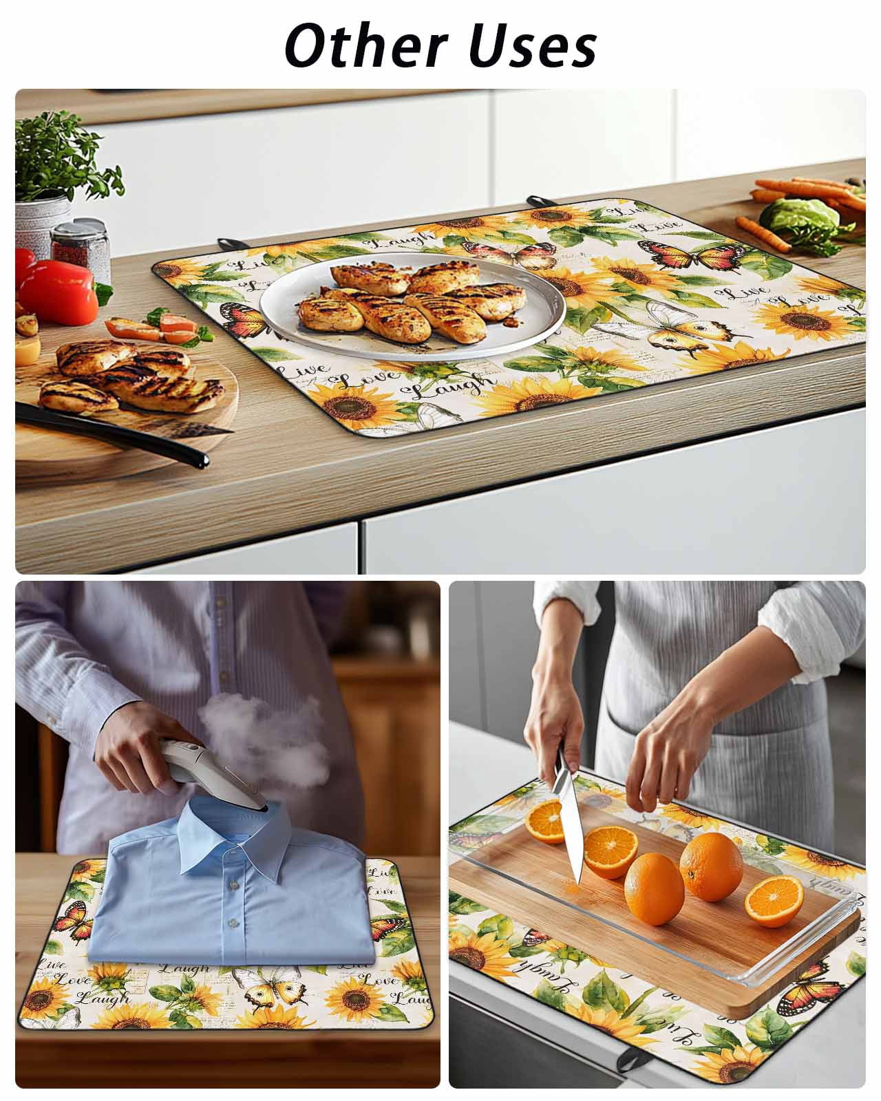 Stove Top Covers for Electric Stove, Sunflower Glass Stovetop Cover Protector, Summer Botanical Vintage Spring Floral Butterfly Induction Cooktop Protector Oven Mat for Kitchen Countertop 24"x21"