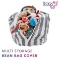 thumbnail image 6 of Inspired Home Bean Bag Cover Microfiber Striped 32"x32" Stuffed Animal Storage, 6 of 7