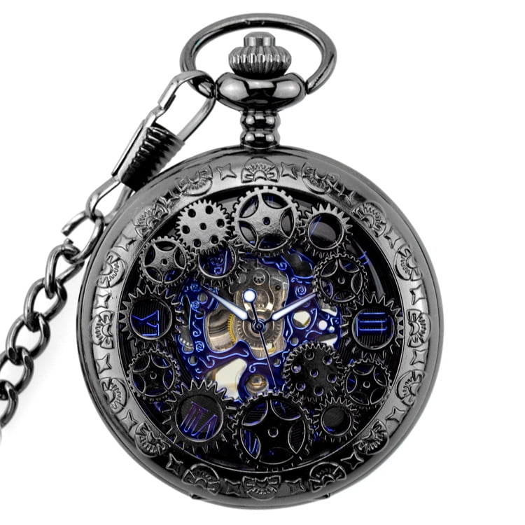 SHENMO Mechanical Pocket Watch for Men Women Vintage Pocket Watch with Chain Roman Numerals Skeleton Pocket Watches Chains Gift for Son Dad Gifts for