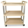 Rubbermaid Commercial Three-Shelf Service Cart w/Brushed Aluminum Upright, 16.25w x 31.5d x 36h, Beige -RCP9T6571BG