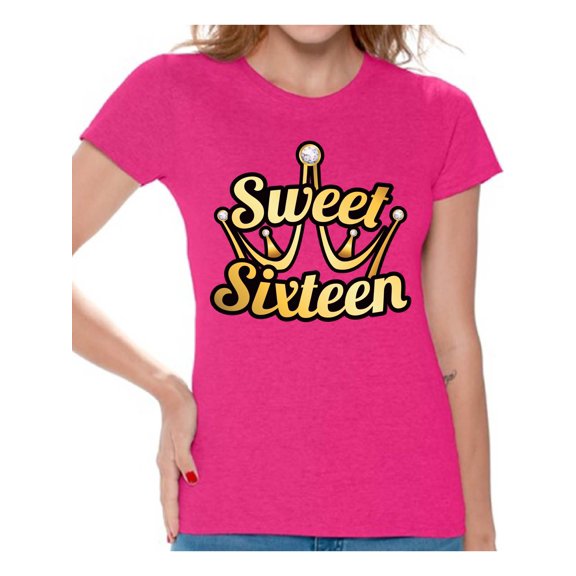 Awkward Styles Sweet Sixteen Shirt for Ladies Cute 16th Birthday Party Tee My Super Sweet Sixteen Cute Birthday Party T-Shirt