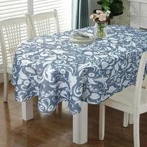 Oval Tablecloth 60 x 84 Inch Blue, Vintage Floral Tablecloth for Oval Table, Fabric Wrinkle Free Washable Waterproof Retro Tablecloth Oval Table Cloth for Kitchen Dining Room Table
