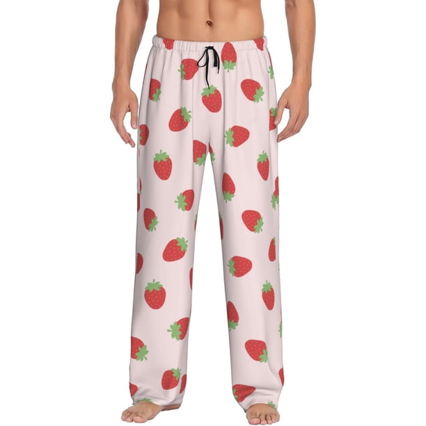 Balery Strawberry Pantalones de pijama para hombre, pijama ultraligero, pantalón de descanso-Small