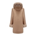 thumbnail image 6 of IROINNID Women's Long Hoodie Anorak Jacket Coat Solid Color Long Sleeve Warm Long Coat Jacket Slim Winter Outwear Coats, Khaki, 6 of 6