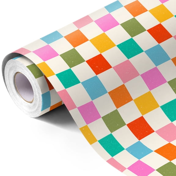 Rainbow Checkerboard Wrapping Paper, Gift Wrap for Birthday, Valentines, Mothers day, Graduation, Wedding, Baby Shower, Christmas (17in x 23ft)