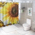thumbnail image 7 of Patifu Sunflower Butterflies Shower Curtain Set 100% Polyester Chic Modern Bathroom Decor with Hooks 69"x72, 7 of 7