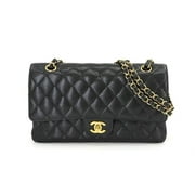 Pre-Owned CHANEL Matelasse 25 Chain Shoulder Bag Caviar Skin Leather Black A01112 Gold Hardware (Good)