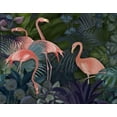 thumbnail image 2 of Fab Funky 14x12 Black Ornate Wood Framed with Double Matting Museum Art Print Titled - Flamingos in Blue Garden, 2 of 4